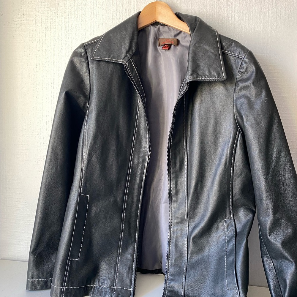 Danier Black Lightweight Spring Genuine Leather Jacket